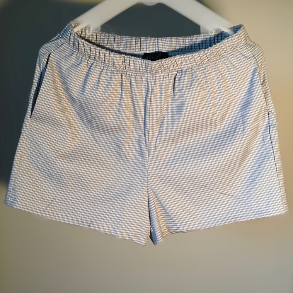 Vivre La Vie Light Blue Plaid Shorts